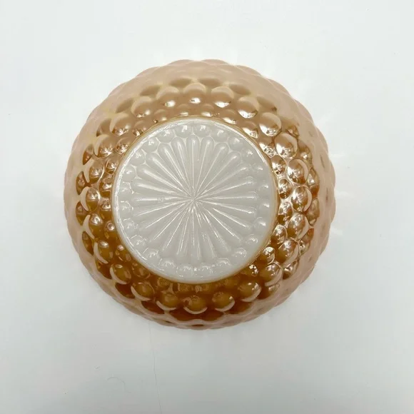 🔥👑⚓️🍑🧡🤍Fire King Anchor Hocking - Vintage Peach Lustre Large Bubble Bowl. - Picture 13 of 16